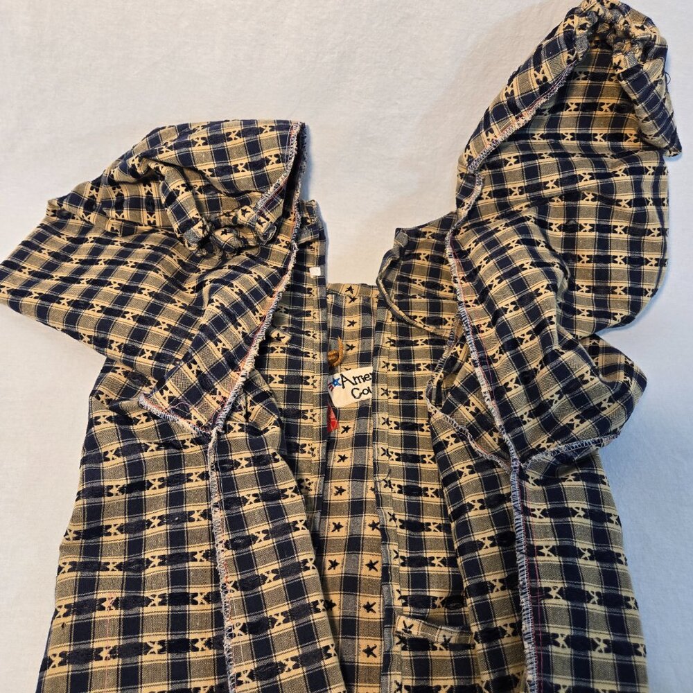 Vintage AMERICAN COUNTRY DOLL Handmade Blue/Mustard Heritage Cardigan Size S/M. - Picture 12 of 16